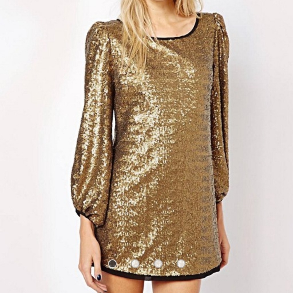 S.Y.L.K. Monda Gold Sequin Dress 💫